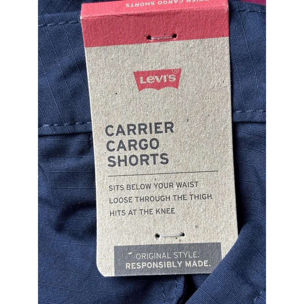 Levi's Carrier Cargo Shorts Mens 40 Blue Ripstop 11 Inseam Relaxed Fit Utility